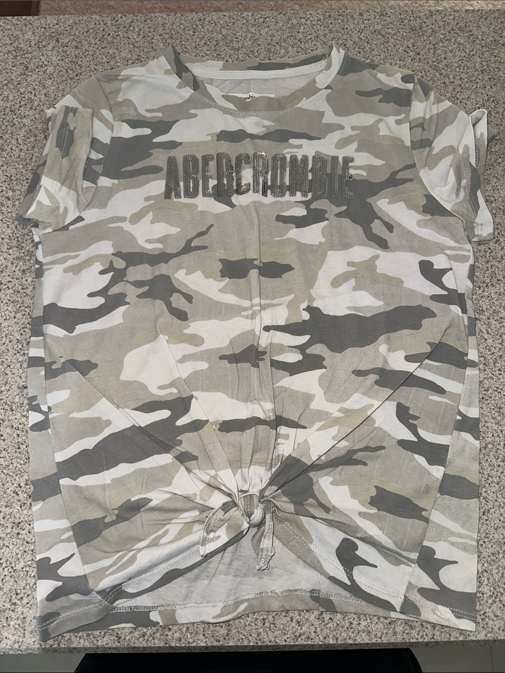 abercrombie kids Olive and Gray Camo Tie-Front Tee